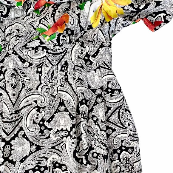 Richie Freeman For Teri Jon Silk Floral & Paisley Print Dress Midi Length Sz 10 - Picture 5 of 16